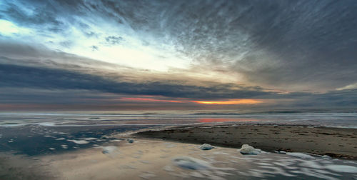Scenic view of sea at sunset