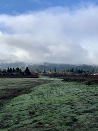 Scenic view of land against sky