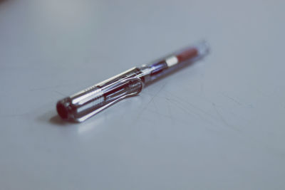 High angle view of pen on table