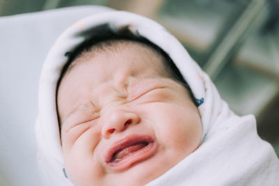 Close-up portrait of baby boy sleeping