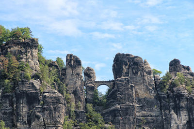 View of the bastei bridge in saxon switzerland