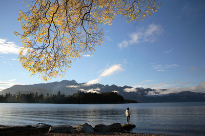 Scenic view of lake against sky