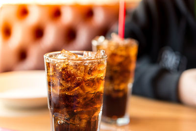 Close-up of drink in glass on table