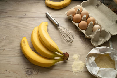 High angle view of food on table