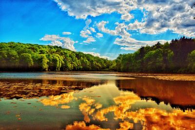 Scenic view of lake against sky