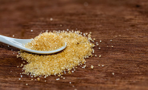 Close-up of bread on wooden table