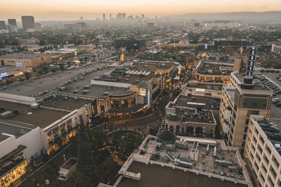 High angle view of buildings in city