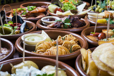 High angle view of food on table