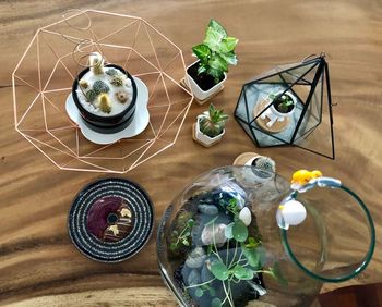 High angle view of coffee on table