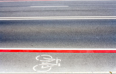 Close-up of road sign on street