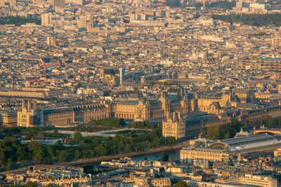 Paris high angle view of louvre