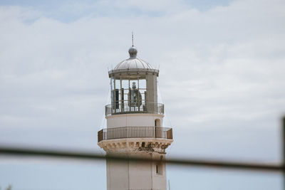 Low angle view of lighthouse against sky