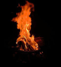 Close-up of bonfire at night