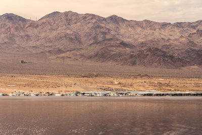 Scenic view of mountains against sky during sunset