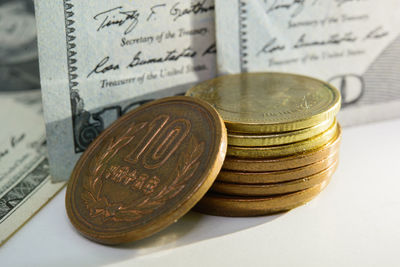 Close-up of coins