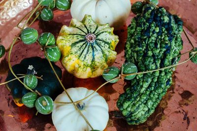 High angle view of fruits on table