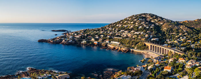 Scenic view of sea against clear sky