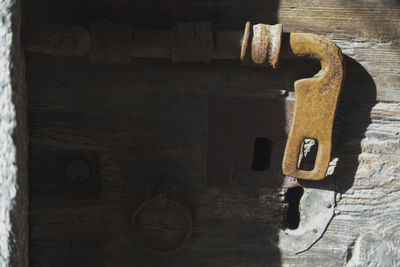 Close-up of old wooden door