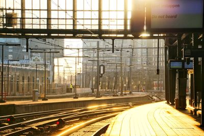 Train on railroad station platform