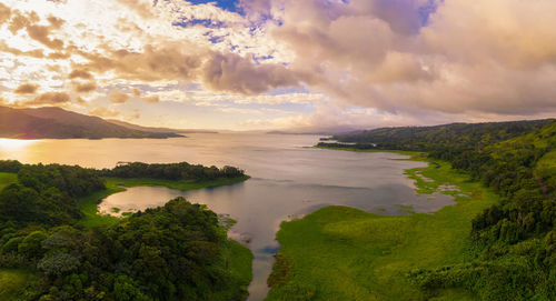 Scenic view of landscape against sky during sunset