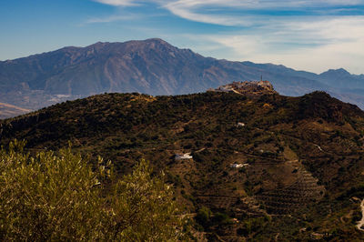 Scenic view of mountains against sky