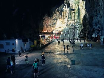 People at town square against sky