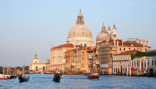 View of buildings against clear sky