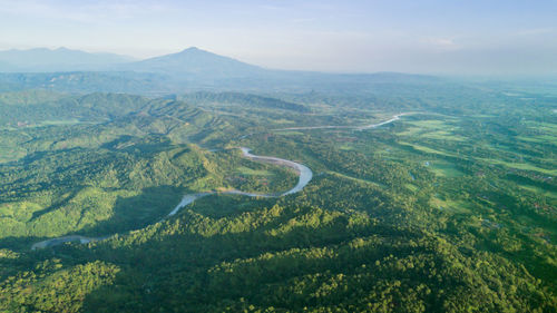 High angle view of landscape against sky