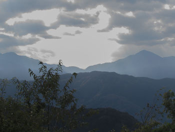 Scenic view of mountains against sky
