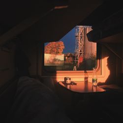 High angle view of glass window on restaurant table at home