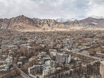 High angle view of buildings in city