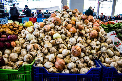 Close-up of onions in market