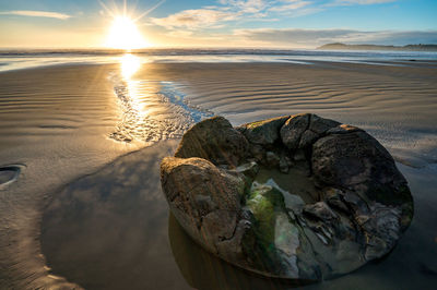 Scenic view of sea during sunset