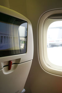 Close-up of airplane window