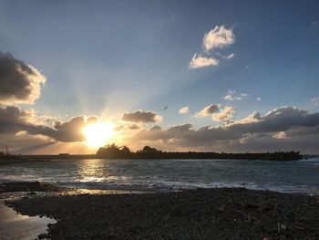Scenic view of sea against sky during sunset
