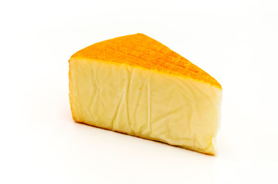 High angle view of bread against white background