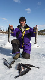 Zero virus, happy fisher, winter fishing in sweden,,
