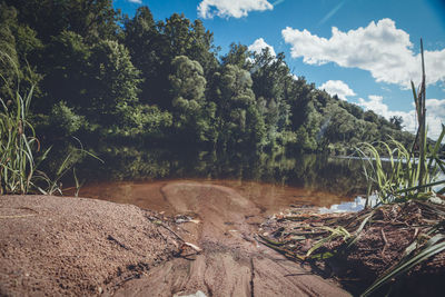 Scenic view of lake against sky