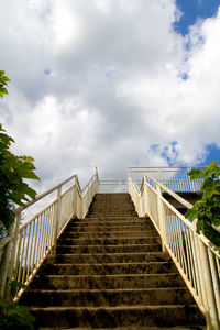 Low angle view of stairs against sky