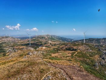 Scenic view of landscape against blue sky