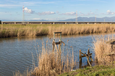 Scenic view of lake against sky