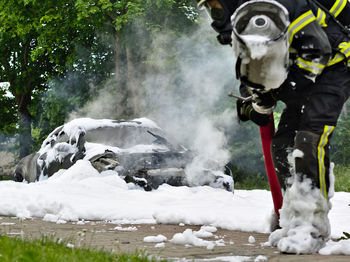 Firefighter and the car