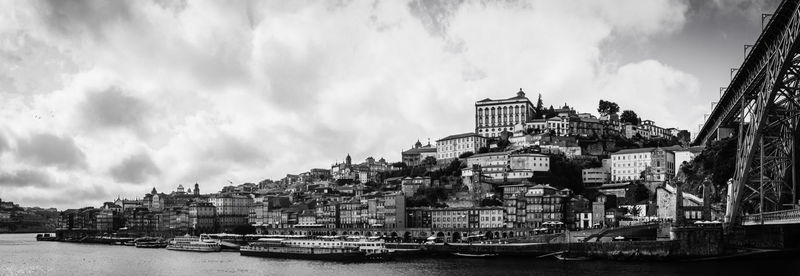 Panoramic view of buildings and river against sky