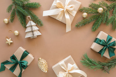 Christmas decorations on table