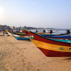 View of boats on beach