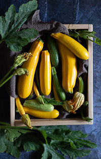 High angle view of vegetables on table