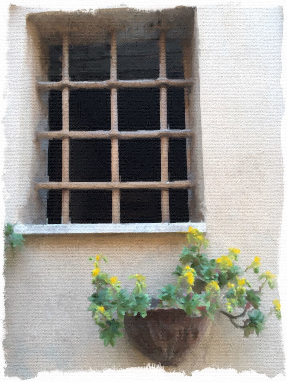 flower, fragility, freshness, petal, plant, architecture, window, built structure, flower head, building exterior, growth, yellow, potted plant, wall - building feature, blooming, house, flower pot, leaf, wall, nature