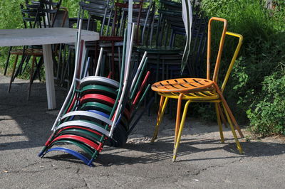 Chairs and table on floor