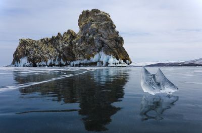 Scenic view of frozen sea against sky