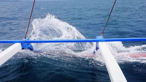 High angle view of sailboat sailing on sea